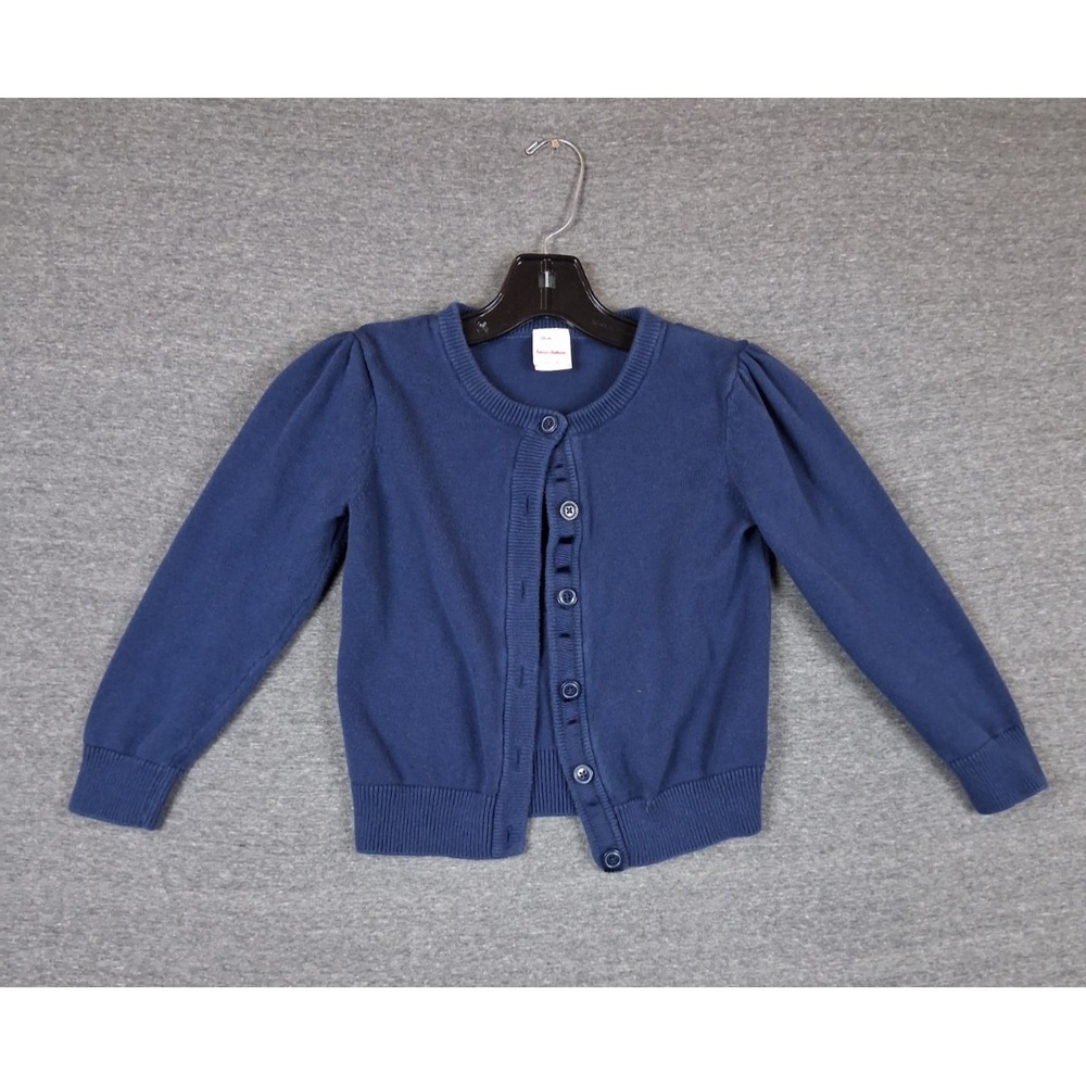 Hanna Andersson Girl Sweater 6 Navy Blue Knit Cotton Cardigan Capsule Minimalist
